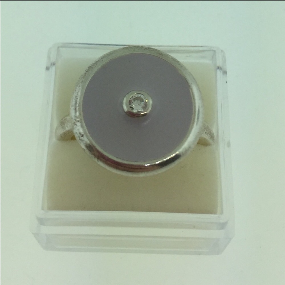 Pandora ring lavender disk with CZ 5.5